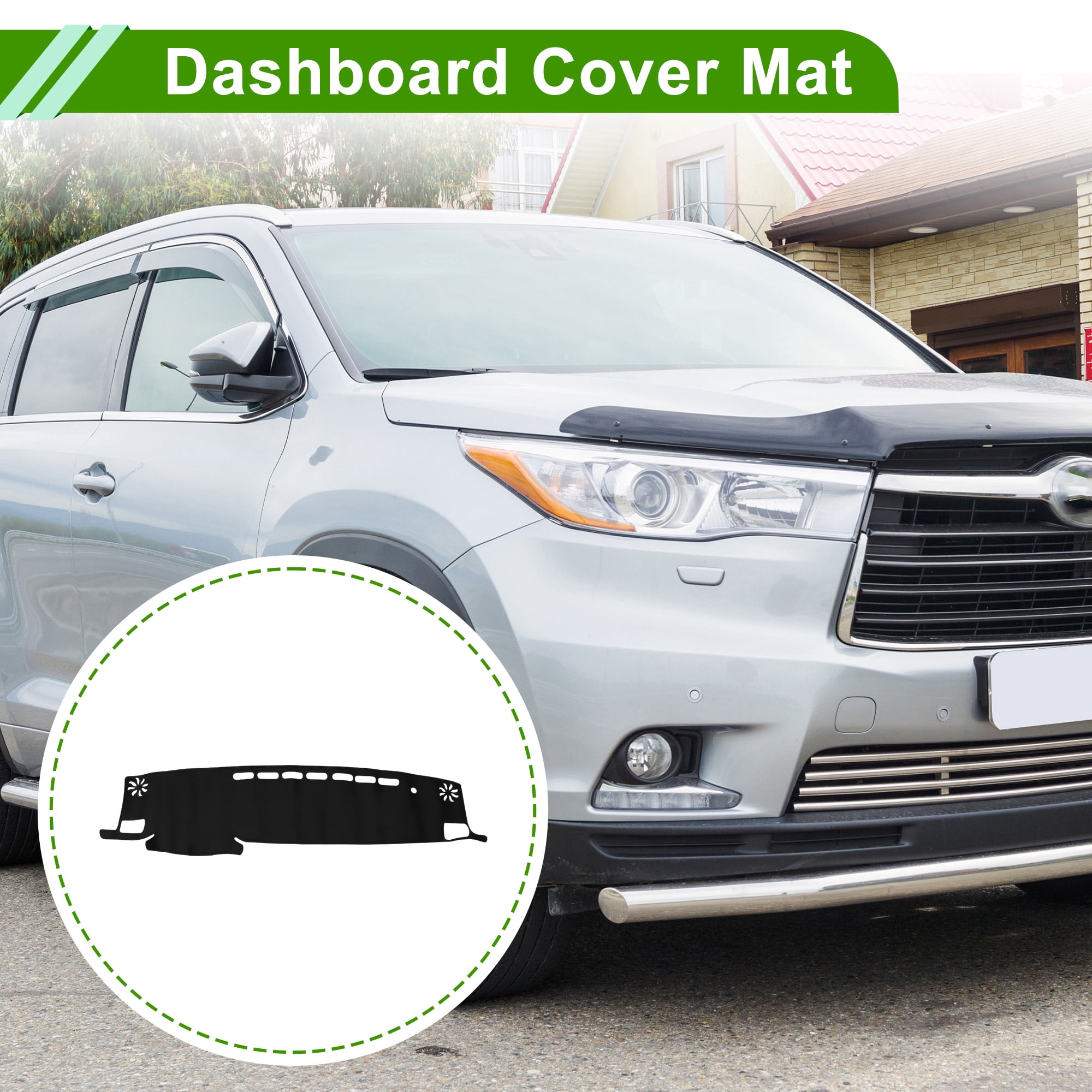 Unique Bargains Dashboard Cover for Toyota Highlander 2020-2025 with Hud Dash Cover Mat Carpet Center Console Dash Cover Mat Car Interior Faux Leather Black 1 Pcs