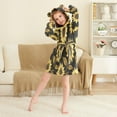 thumbnail image 3 of FORMRS Niños Bathrobe Unisex Hooded Robe Soft Plush Pajamas Sleepwear, Size 4-6T, Black Sunflower Pattern, 3 of 7