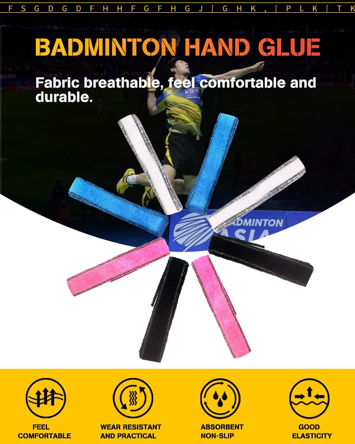 Toweling Racket Overgrip, Super Absorbent Cotton Towel, Skid Resist Absorb Sweat Grip Tape, Handles Protection for Tennis Badminton Racquetball Squash Baseball