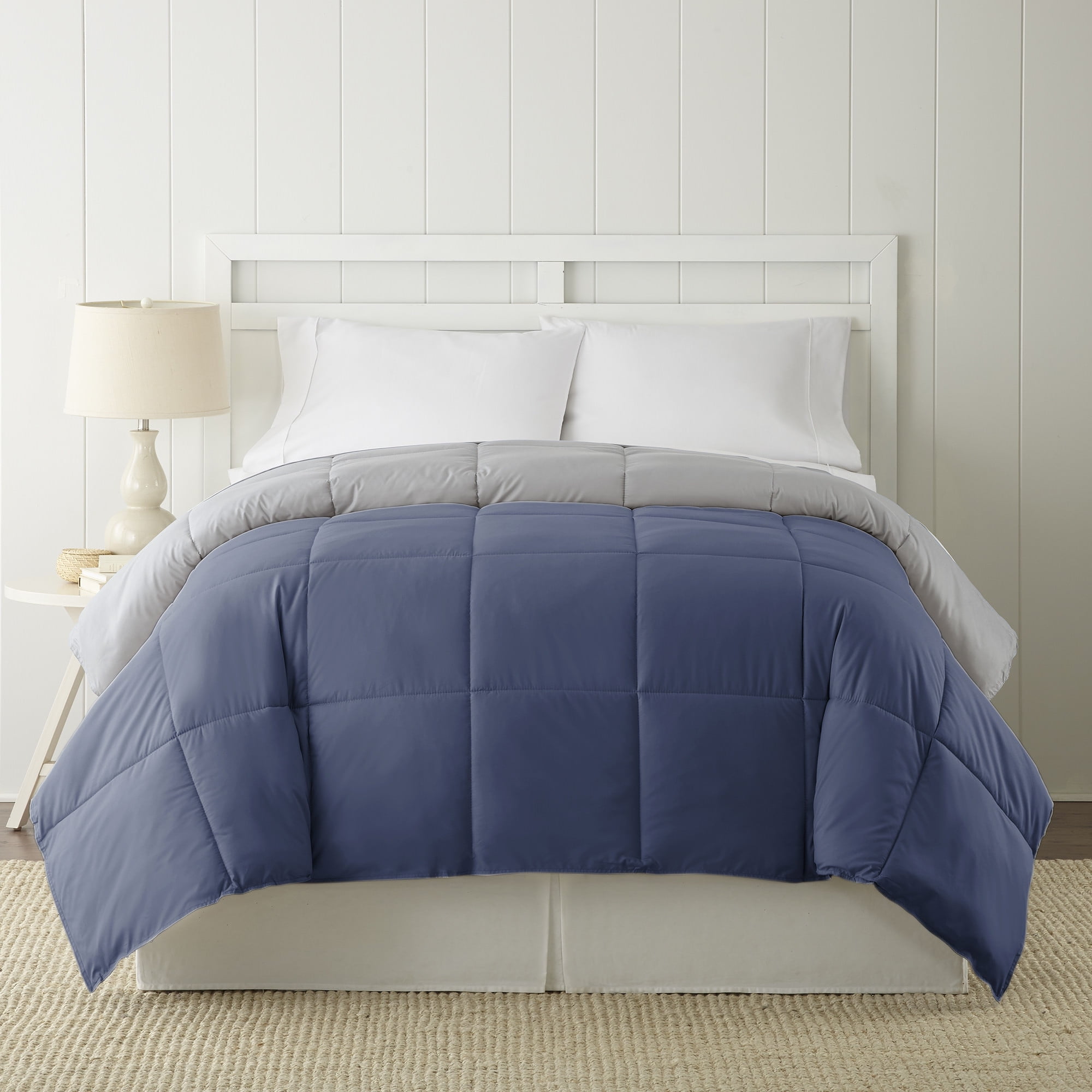 Modern Threads Reversible Down Alternative Comforter, Blue/Silver, Queen