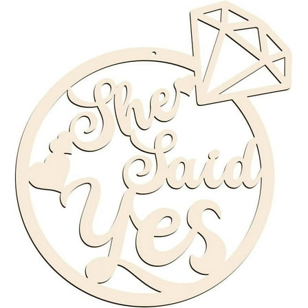 She Said Yes Diamond Ring Wooden Sign Wedding Party Decoration Wood Letters Sign Decorations Photo Booth for Wedding Hanging Wall Decorative Plate Bachelorette Wedding 11.8 inch 1pc