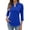 Blue, variant on Delconic Women’s V Neck Three Quarter Sleeve Blouse Casual Loose Fit Collared Top with Pocket for Daily Wear Office School Beige L