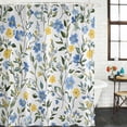 thumbnail image 3 of Blue Yellow Floral Spring Waterproof Fabric Shower Curtain,Summer Botanical Pastoral Green Waterproof Fabric Shower Curtain for Bathroom Curtains Bathtubs Shower Curtains with 12 Hooks Long 72x78in, 3 of 8
