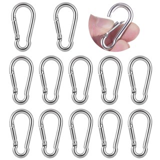 60 Pack M8 x 3-1/8inch Spring Snap Hooks Heavy Duty Carabiner Clips  Galvanized Steel Quick Link Clip for Camping Hiking Traveling Outdoor Swing  Gym