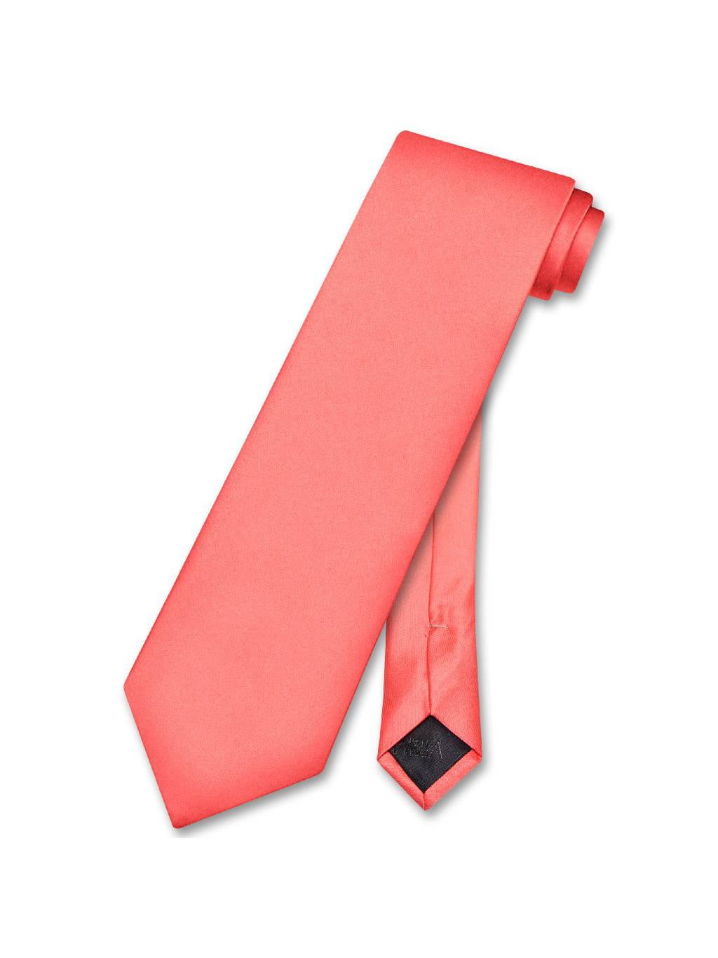 Coral Pink Satin Skinny Men's Plain Tie Hand Made Neck Tie Wedding Tie Prom Tie 