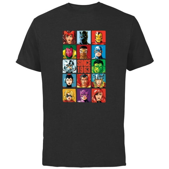 Marvel Avengers 60th Anniversary Since 1963 Classic Grid- Short Sleeve Cotton T-Shirt for Adults - Customized-Black
