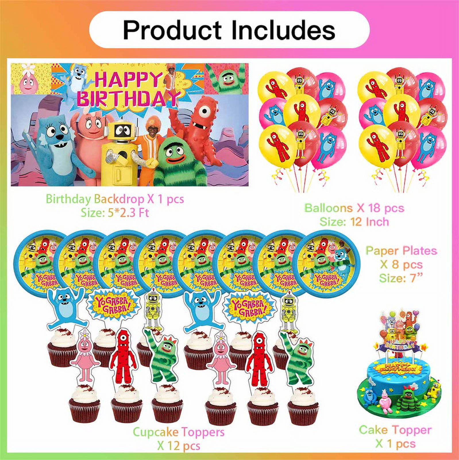 Birthday Party Supplies Balloons Paper Plates Decoration Cake Topper Decor Tableware Banner Backdrop
