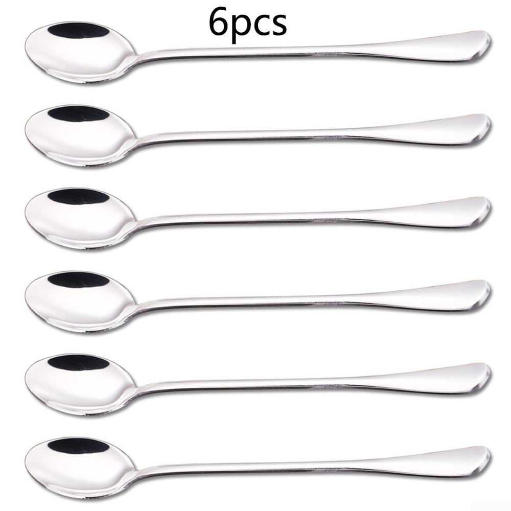 6PCS Steel Ice Tea Milkshake Coffee Multi-Purpose Spoon Reliable Use Hot Sale