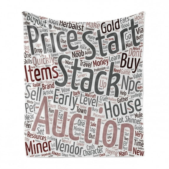 Video Game Soft Flannel Fleece Blanket, Arrangement of Words Noob Guide Text Wordcloud Concept at Role Playing Game, Cozy Plush for Indoor and Outdoor Use, 60" x 80", White Grey Pink, by Ambesonne