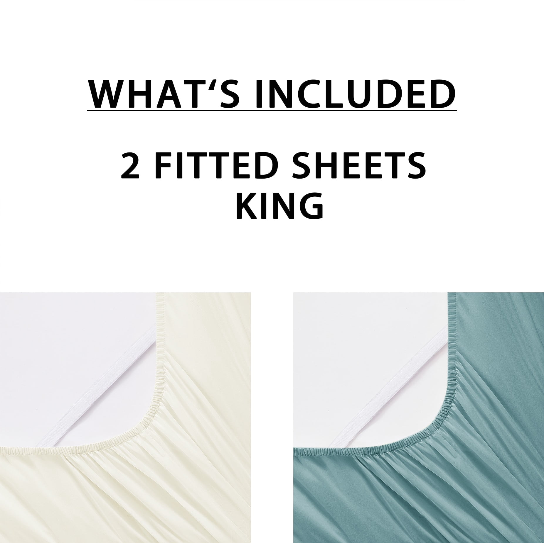 Mainstays Super Soft Microfiber 2-Pack Fitted Sheets, Soft Ivory/ Blue Cameo, King