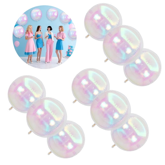 GIXUSIL 9Pcs Iridescent Balloons,22 inch Iridescent Birthday Decorations Giant 4D Round Balloons for Wedding Shower Holographic Party Decor，Pink