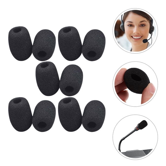 Phenofice 10pcs Windscreen for Microphone Black Sponge Noise Reduction Public Speaking Engagements