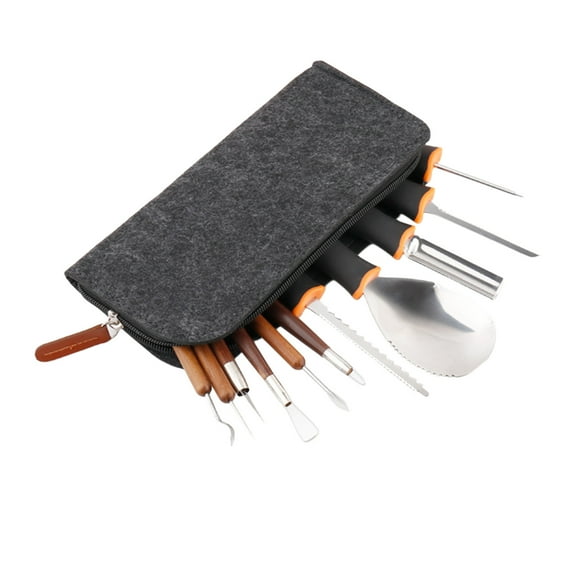 geerera Pumpkin Carving Kit, 11-Piece Stainless Steel Tool Set with Case for Pumpkin Sculpting, DIY Halloween Decor, Holiday Crafting