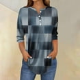 thumbnail image 2 of YUGYXL Fashion Henley Tshirts for Women Three Quarter Sleeve Print Blouses Lounge Tops Ladies Tunics Comfy Tees Gray XXL, 2 of 5