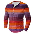 thumbnail image 2 of Men's Hoodies Graphic Sweatshirts Clearance Under $10.00 Stripe Print Button Casual Long Sleeve Round-Neck Shirts, 2 of 4