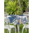 thumbnail image 3 of Outdoor Tablecloth with Umbrella Hole for Patio/Picnic/Party/Camping, Blue Crab Coastal Waterproof Table Cloth Round Cover Washable, Beach Starfish Nautical Coral Shell (Dia 60"), 3 of 8