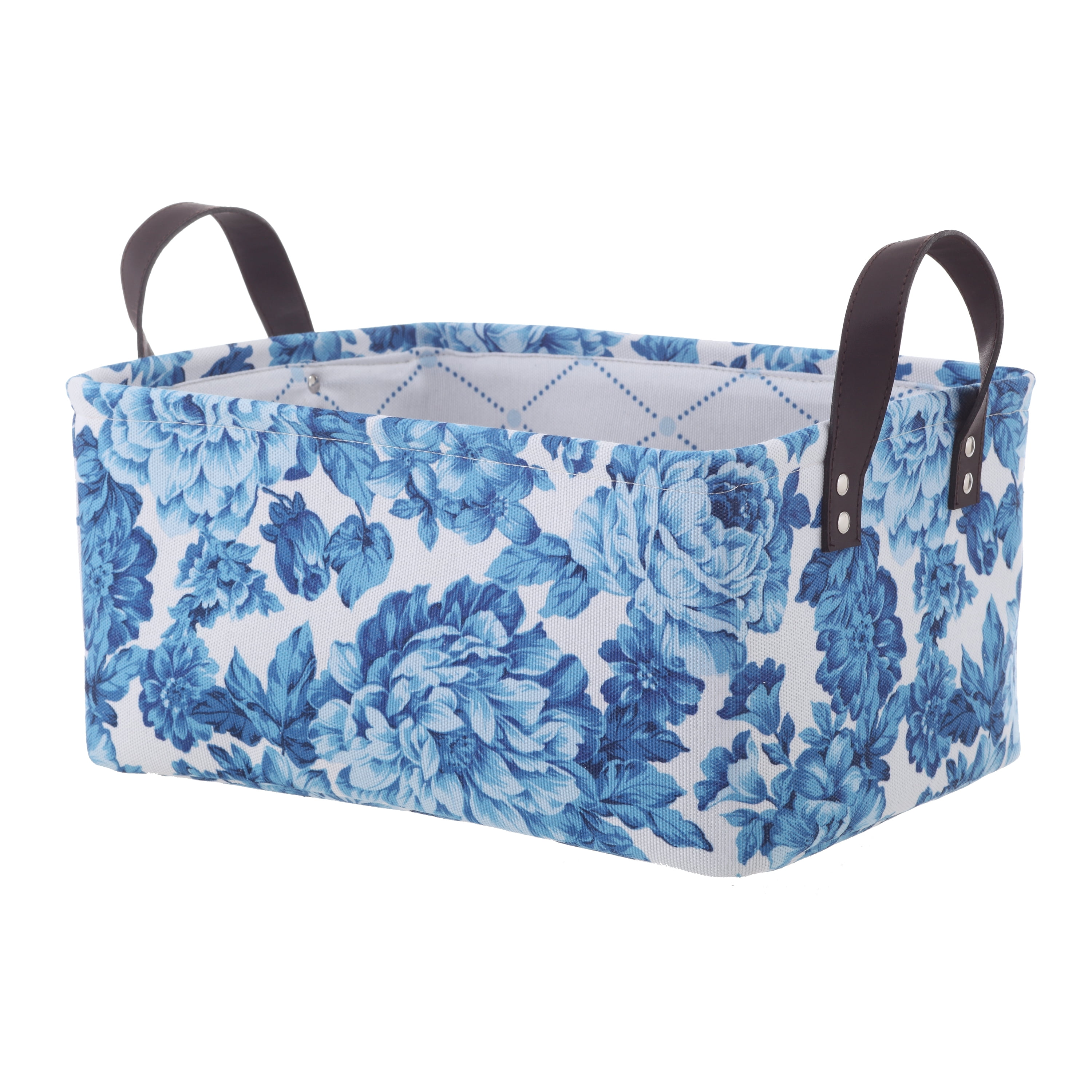 Pioneer Woman Medium Blue Floral Canvas Basket, Set of 2  Walmart.com