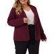 thumbnail image 1 of Blazer de mujer de tallas grandes Agnes Orinda con solapa de muesca y botones, chaquetas para el trabajo, 1X burdeos, 1 of 6