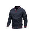 thumbnail image 2 of xiaxaixu Men's Fall Lightweight Bomber Jacket Stripe Print Long Sleeve Stand Collar Zip Up Fitted Coat, 2 of 6