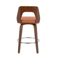 thumbnail image 5 of Trilogy Mid-Century Modern Counter Stool In Walnut And Orange Fabric - Set Of 2, 5 of 7