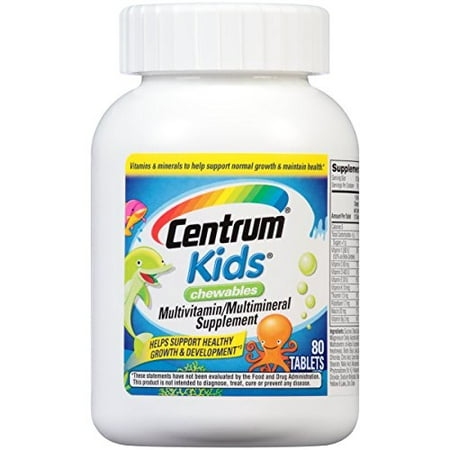 2 Pack Centrum Kids Chewables Multivitamin/Multimineral Supplement 80 Tablets
