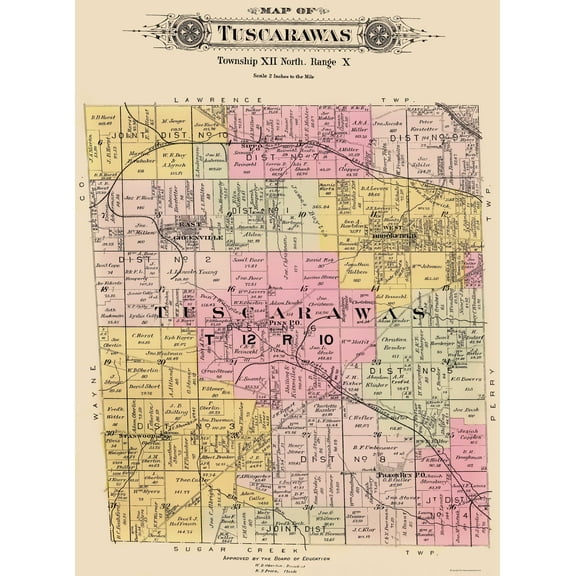 Historic City Map - Tuscarawas Ohio - Lawrence 1896 - Vintage Wall Art