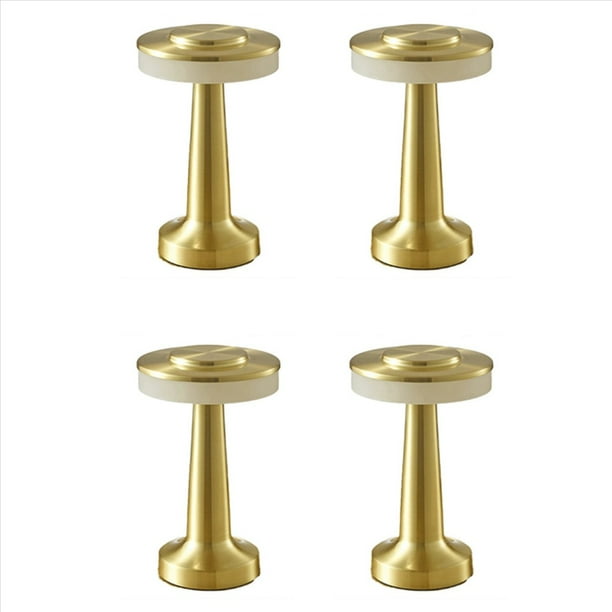 4X LED Lámpara de Mesa Recargable TáCtil Mesa de Comedor Bar Lámpara de Mesa Lámpara de Noche Pequeña para Exteriores Lámpara de Mesa Decorativa, Dorado