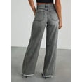 thumbnail image 5 of Women'S Wide Leg Jeans High Waisted Strechy Raw Hem Pants Grey XL, 5 of 8