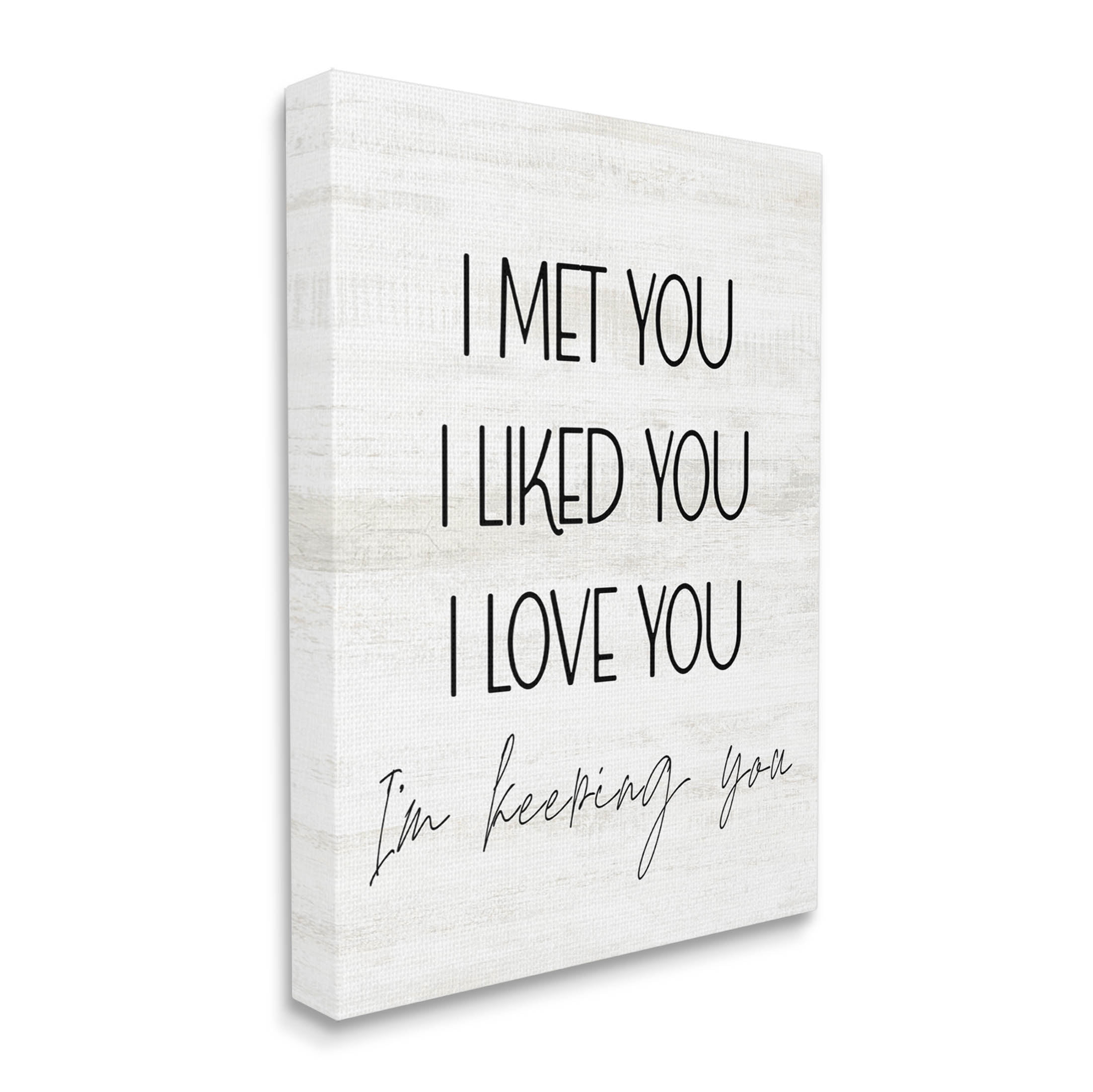 Stupell Industries Met Liked Love You Romantic Graphic Art Gallery Wrapped Canvas Print Wall Art, Design by Lil' Rue