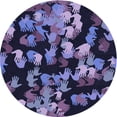 thumbnail image 1 of Ahgly Company Machine Washable Indoor Round Transitional Night Blue Area Rugs, 4' Round, 1 of 7