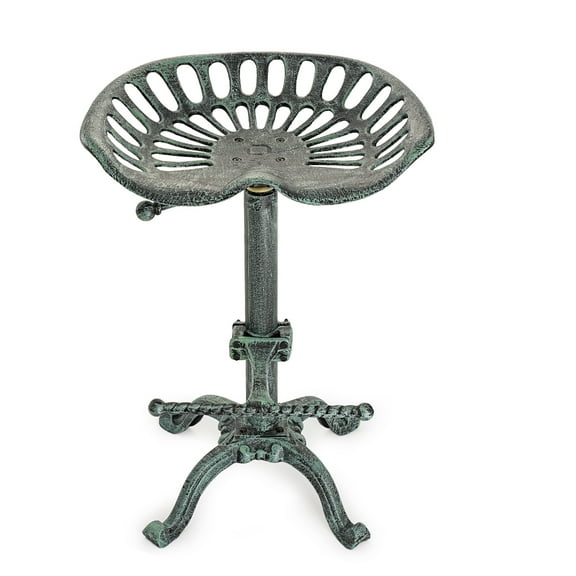 Sungmor Cast Iron Large Tractor Seat Bar Stool, 26 to 32 Inch Adjustable Height Counter Chair, Industrial Farmhouse Barstools, Vintage Dining Table Chairs, Home Bar Furniture Swivel Metal Chair