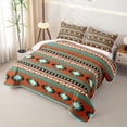 thumbnail image 3 of jejeloiu Bold Aztec Twin Quilt Set For Men Women,Tribal Pattern Twin Coverlet Set,Orange Teal,2 Pieces, 3 of 7