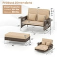 thumbnail image 3 of Costway 2 PCS Wicker Loveseat & Storage Ottoman with  4-Level Backrest & Soft Cushion Brown, 3 of 10