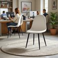 thumbnail image 3 of Homy Casa Set of 4 Upholstered Office Side Chairs with Armless Design for Home Workspace, Beige Fabric, 3 of 10
