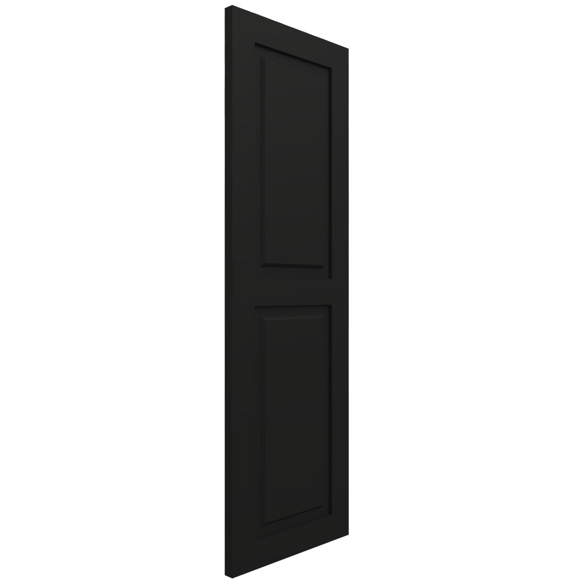 Ekena Millwork 18"W x 42"H True Fit PVC Two Equal Raised Panel Shutters, Black (Per Pair - Hardware Not Included)