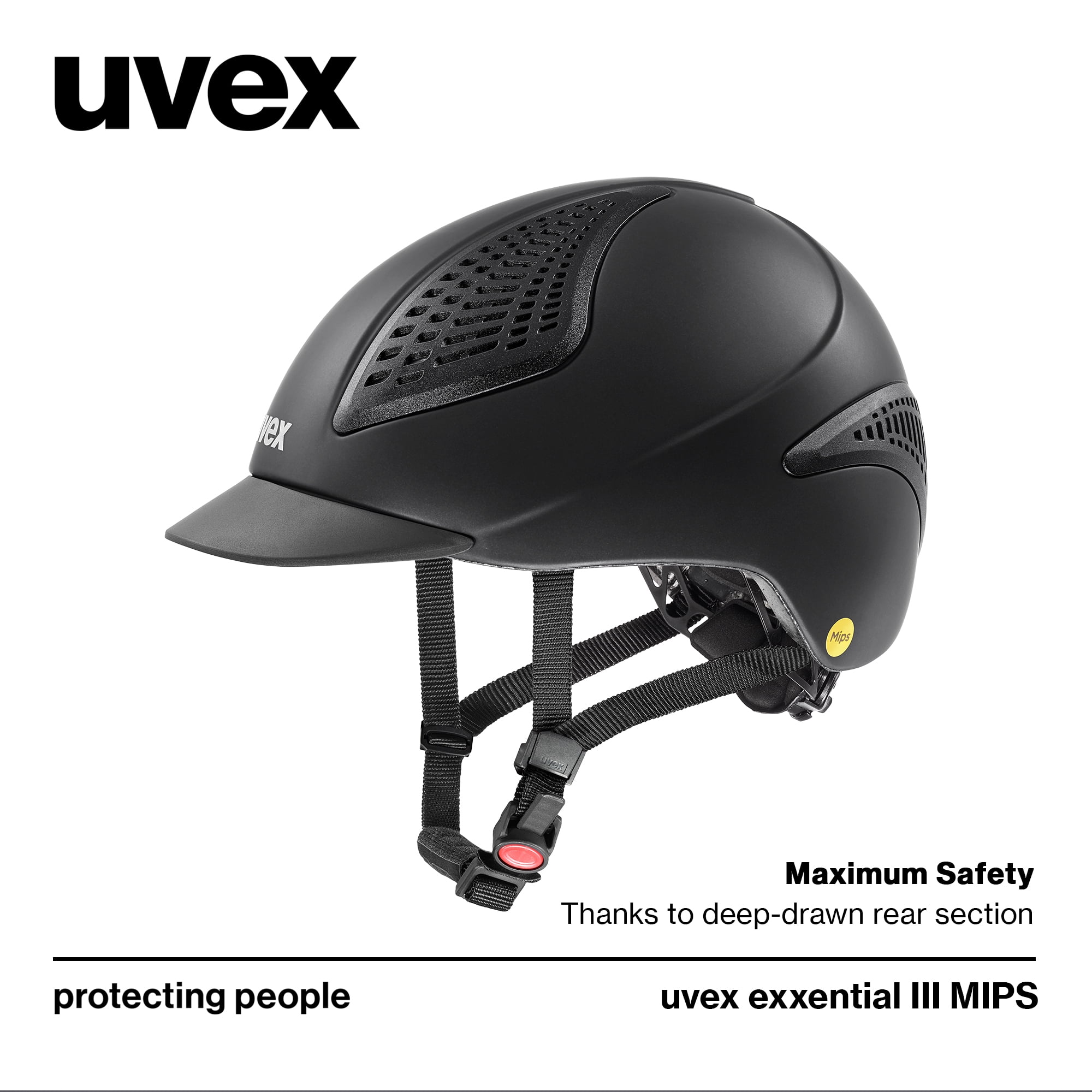 Uvex Exxential III MIPS – Adjustable and Lightweight Equestrian Helmet for Adults - Black Matte, Size m-l