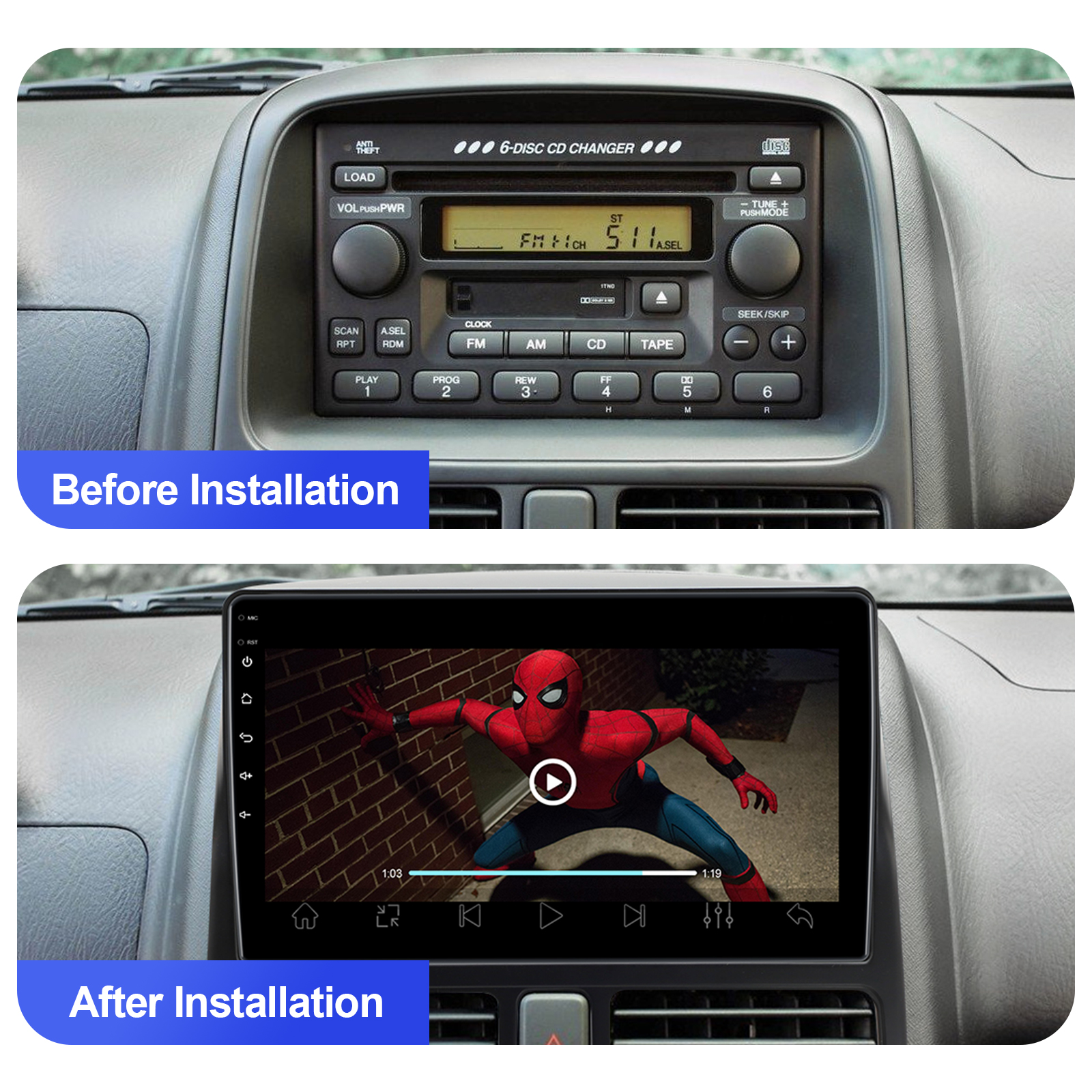 Car Stereo for Honda CRV 2002 2003 2004 2005 2006 Android 11 Car Radio Audio with Carplay Android Auto Bluetooth Multimedia Player 9 Inch Touchscreen : Roinvou Android Car Radio for Honda CR-V CRV 2002 2003