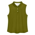 thumbnail image 4 of WTOBBY Women's Solid Color Lapel Button Sleeveless Vest Casual Top, Summer Fashion Polo Style, Lightweight and Breathable, Ideal for Casual or Active Wear,Army Green L, 4 of 5