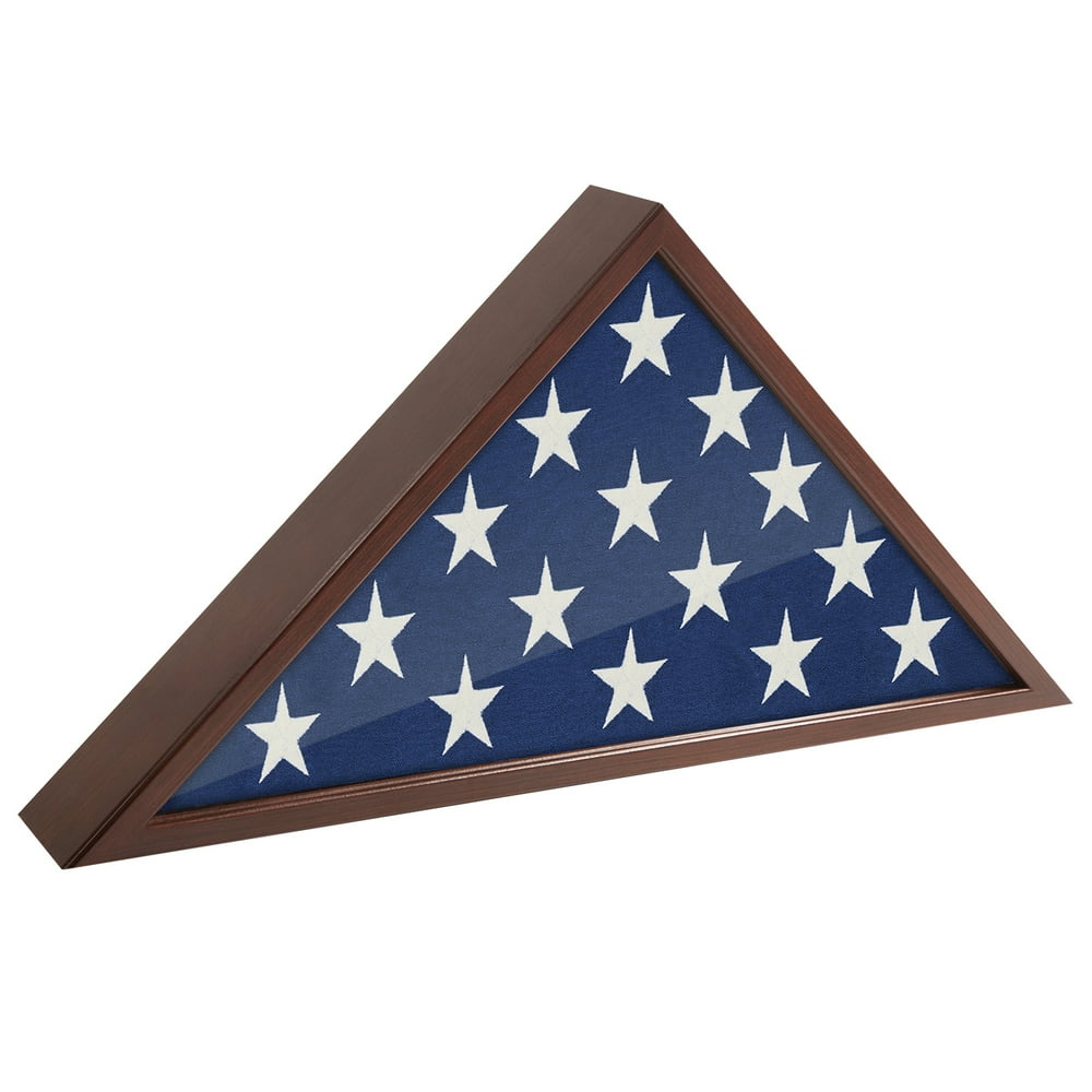 Flag Case Frame Display Case for 5x9.5' Flag with Mahogany Finish