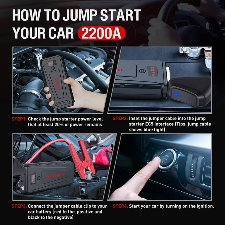 TOPVISION G26 Portable Automobile Jump Starter Instant Auto Jumper Multi function Car Battery Booster Pack Walmart