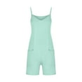 thumbnail image 3 of pstuiky Jumpsuits for Women, Women's Scoop Solid Neck Sleeveless Short Jumpsuit Strap Loose Adjustable Jumpsuits Stretchy Shorts Romper with Pockets, 3 of 5