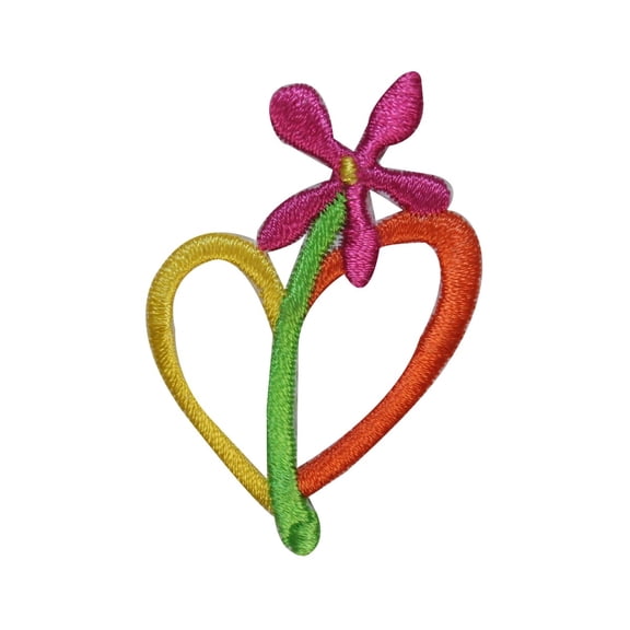 ID 3278A Heart Shape Flower Patch Spring Love Bloom Embroidered Iron On Applique