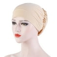 thumbnail image 3 of FADAACAI Turbans for Women,Women Solid Beading Hat Muslim Ruffle Cancer Chemo Hat Wrap Cap,Cancer Hats for Women Chemo,Chemo Headwear for Women Clearance！, 3 of 5