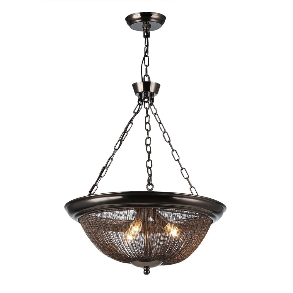 Dark Bronze 21-inch Mesh Bowl Pendant