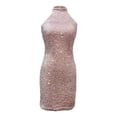 thumbnail image 6 of DHFJKG Glitter Halter Dresses For Women Backless Sleeveless Sparkly Sequins Evening Gown Mini Bodycon Sexy Night Out Date Stylish Dresses, 6 of 7