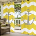 thumbnail image 2 of Outdoor Curtains for Patio Waterproof Nautical Anchor Indoor/Outdoor Curtain Tiebacks Yellow and White Wave Stripes Privacy Sun Block Grommet Drapes for Pergolas Gazebo Porch 2 Panel 54x108 Inch, 2 of 9