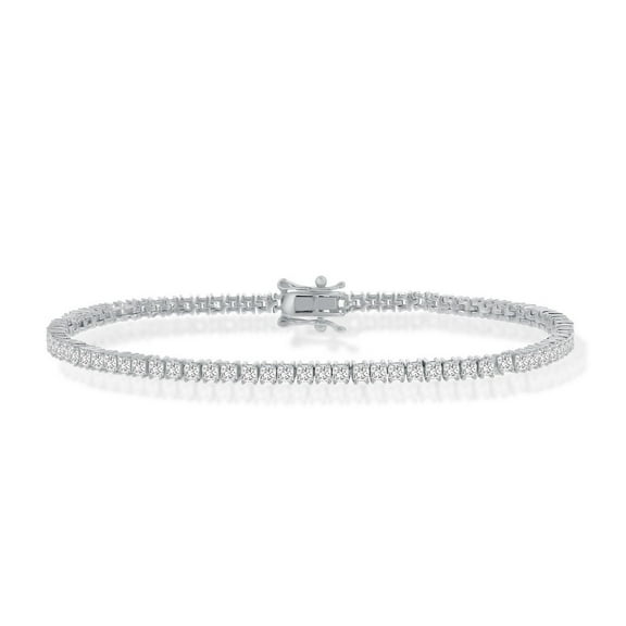 TheJewelryHut Designer Sterling Silver 3mm Princess-Cut CZ Tennis Bracelet