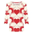 thumbnail image 5 of Craaazy Women's Casual Heart Prints Crewneck 3/4 Sleeve Loose Valentine Shirts for Her Gifts, 5 of 5