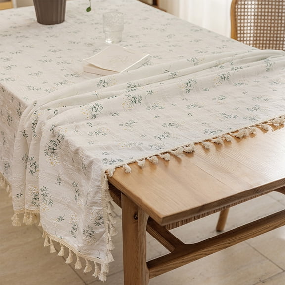 sruoe Tablecloth, Rectangle Tablecloths, Washable Foldable Modern White Tablecloths, Table Cloth for Dining, Home, Party, Picnic, Cotton