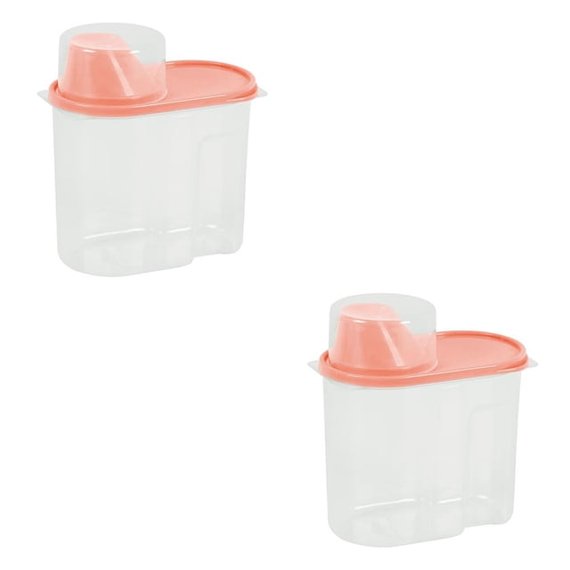 Moyic Dispensador de cereales de plástico, contenedor de almacenamiento, cocina delgada, comida seca, caja de de arroz Rosado 1.9L 2piezas